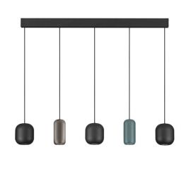 Lustra cu 5 pendule metal negru, maro, verde MARLIN