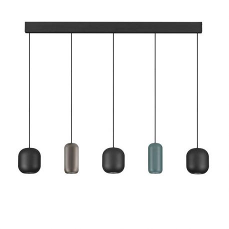 Pendule, Lustre suspendate - Lustra cu 5 pendule metal negru, maro, verde MARLIN
