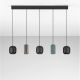 Pendule, Lustre suspendate - Lustra cu 5 pendule metal negru, maro, verde MARLIN