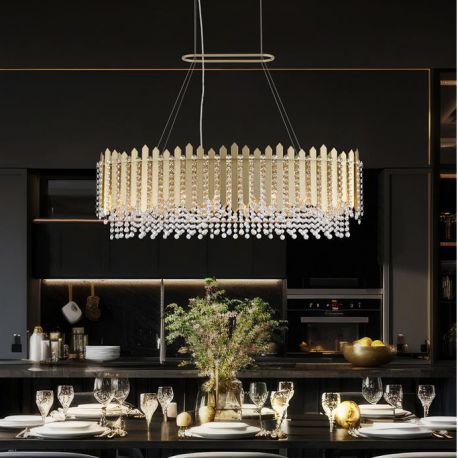 Candelabre, Lustre - Lustra metal auriu, cristale din sticla Spear 8Lt