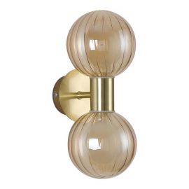 Corpuri de iluminat - Aplica baie Protectie IP44 metal alama, sticla champagne Luminsphere 2Lt