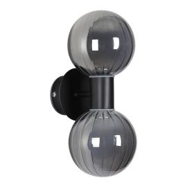 Aplica baie Protectie IP44 metal negru, sticla fumurie Luminsphere 2Lt