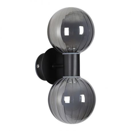 Corpuri de iluminat - Aplica baie Protectie IP44 metal negru, sticla fumurie Luminsphere 2Lt