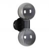 Aplica baie Protectie IP44 metal negru, sticla fumurie Luminsphere 2Lt