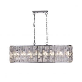 Lustra metal cromat, sticla transparenta Bijou 8Lt