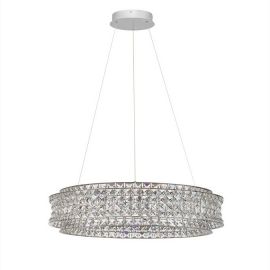 Lustra suspendata LED crom, cristale sticla CELYSIA 80cm