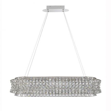 Candelabre, Lustre - Lustra suspendata LED crom, cristale sticla CELYSIA 100x30cm