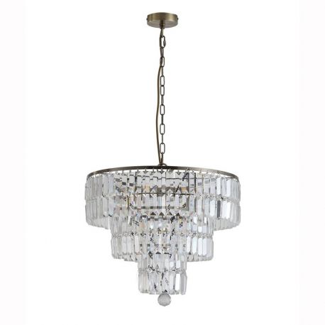 Candelabre, Lustre - Lustra metal alama antic, cristal transparent Empire 5L