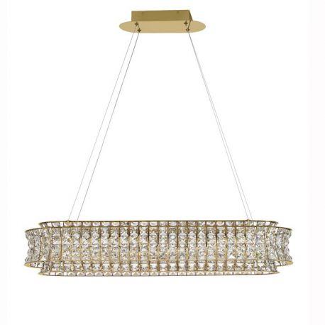 Candelabre, Lustre - Lustra suspendata LED auriu, cristale sticla CELYSIA 100x30cm