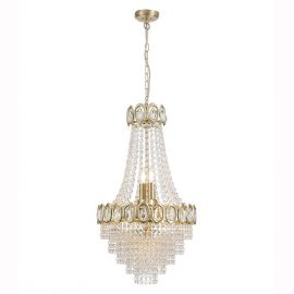 Candelabre, Lustre - Lustra metal alama satinata, cristal transparent Louis Phillipe