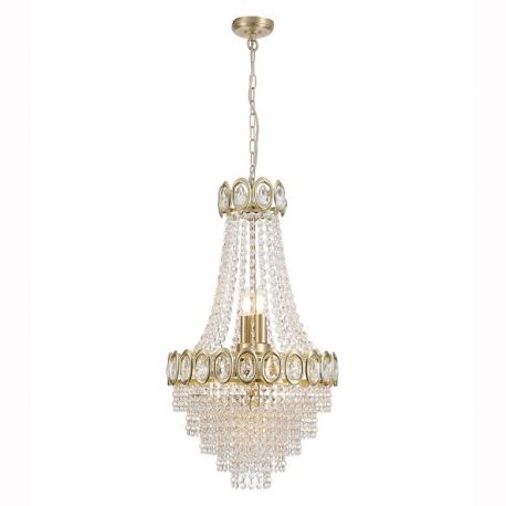 Candelabre, Lustre - Lustra metal alama satinata, cristal transparent Louis Phillipe
