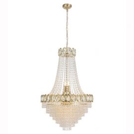 Lustra metal alama satinata, cristal transparent Louis Phillipe