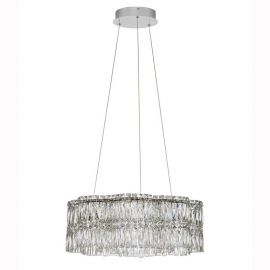 Lustra suspendata LED crom, cristale sticla NUVIA 60cm