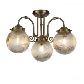 Iluminat pentru baie - Plafoniera baie vintage metal alama antique IP44 Belvue 3L