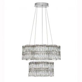 Pendule, Lustre suspendate - Lustra suspendata LED crom, cristale sticla NUVIA 60cm