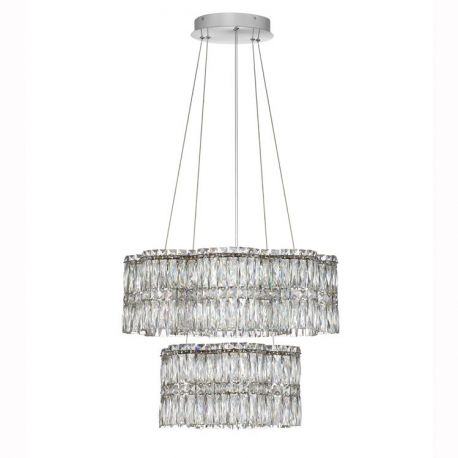 Pendule, Lustre suspendate - Lustra suspendata LED crom, cristale sticla NUVIA 60cm