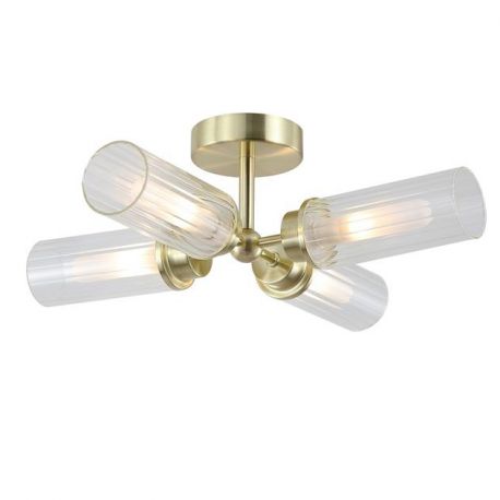 Iluminat pentru baie - Plafoniera baie metal alama satin IP44 Imperial 4L