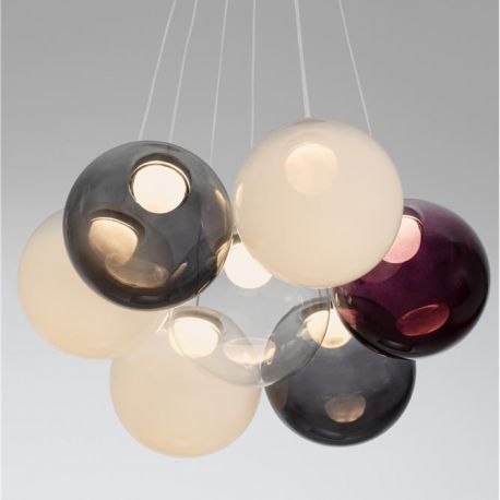 Pendule, Lustre suspendate - Lustra cu 7 pendule LED din sticla colorata SILENZIO