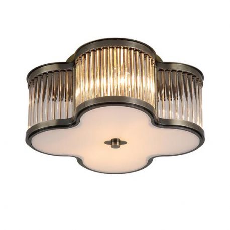 Plafoniere - Plafoniera metal alama antique, sticla Lotus 2L