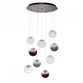 Lustra cu 9 pendule LED din sticla colorata SILENZIO