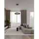 Pendule, Lustre suspendate - Lustra circulara aluminiu negru LED CCT OVIA 45cm