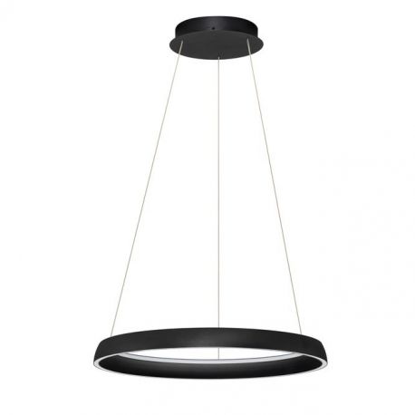 Pendule, Lustre suspendate - Lustra circulara aluminiu negru LED CCT OVIA 60cm
