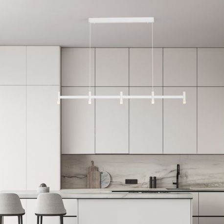 Pendule, Lustre suspendate - Lustra liniara cu 5 spoturi LED 2700K POETIC alb