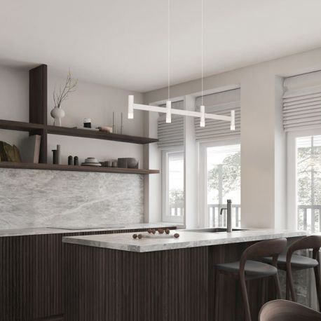Pendule, Lustre suspendate - Lustra liniara cu 4 spoturi LED 2700K POETIC alb
