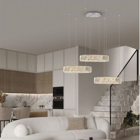 Pendule, Lustre suspendate - Lustra suspendata LED, cristale sticla ARIETTA