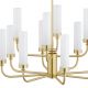 Candelabre, Lustre - Candelabru 12 brate, alama periata, sticla alb mat PRESTON 5085