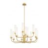 Candelabru 12 brate, alama periata, sticla alb mat PRESTON 5085
