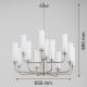 Candelabre, Lustre - Candelabru 12 brate, otel nickel, sticla alb mat PRESTON 5087