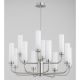 Candelabre, Lustre - Candelabru 12 brate, otel nickel, sticla alb mat PRESTON 5087