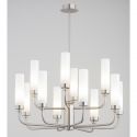 Candelabru 12 brate, otel nickel, sticla alb mat PRESTON 5087