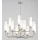 Candelabre, Lustre - Candelabru 12 brate, otel nickel, sticla alb mat PRESTON 5087
