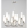 Candelabru 12 brate, otel nickel, sticla alb mat PRESTON 5087