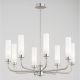 Candelabru 8 brate, otel nickel, sticla alb mat PRESTON 5083