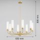 Candelabre, Lustre - Candelabru 8 brate, alama periata, sticla alb mat PRESTON 5081
