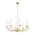 Candelabru 8 brate, alama periata, sticla alb mat PRESTON 5081