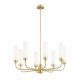 Candelabre, Lustre - Candelabru 8 brate, alama periata, sticla alb mat PRESTON 5081