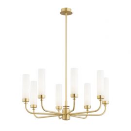 Candelabru 8 brate, alama periata, sticla alb mat PRESTON 5081