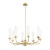 Candelabru 8 brate, alama periata, sticla alb mat PRESTON 5081