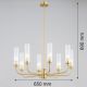 Candelabre, Lustre - Candelabru 8 brate, alama periata, sticla canelata PRESTON 5082