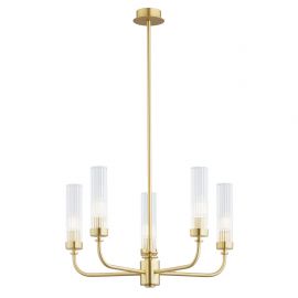 Candelabru 5 brate, alama periata, sticla canelata PRESTON 2196