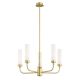 Candelabru 5 brate, alama periata, sticla alb mat PRESTON 2195