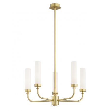 Candelabre, Lustre - Candelabru 5 brate, alama periata, sticla alb mat PRESTON 2195