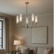 Candelabre, Lustre - Candelabru 5 brate, otel nickel, sticla canelata PRESTON 2198