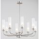 Candelabru 8 brate, otel nickel, sticla canelata PRESTON 5084
