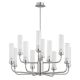 Candelabre, Lustre - Candelabru 12 brate, otel nickel, sticla canelata PRESTON 5088