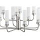 Candelabre, Lustre - Candelabru 12 brate, otel nickel, sticla canelata PRESTON 5088